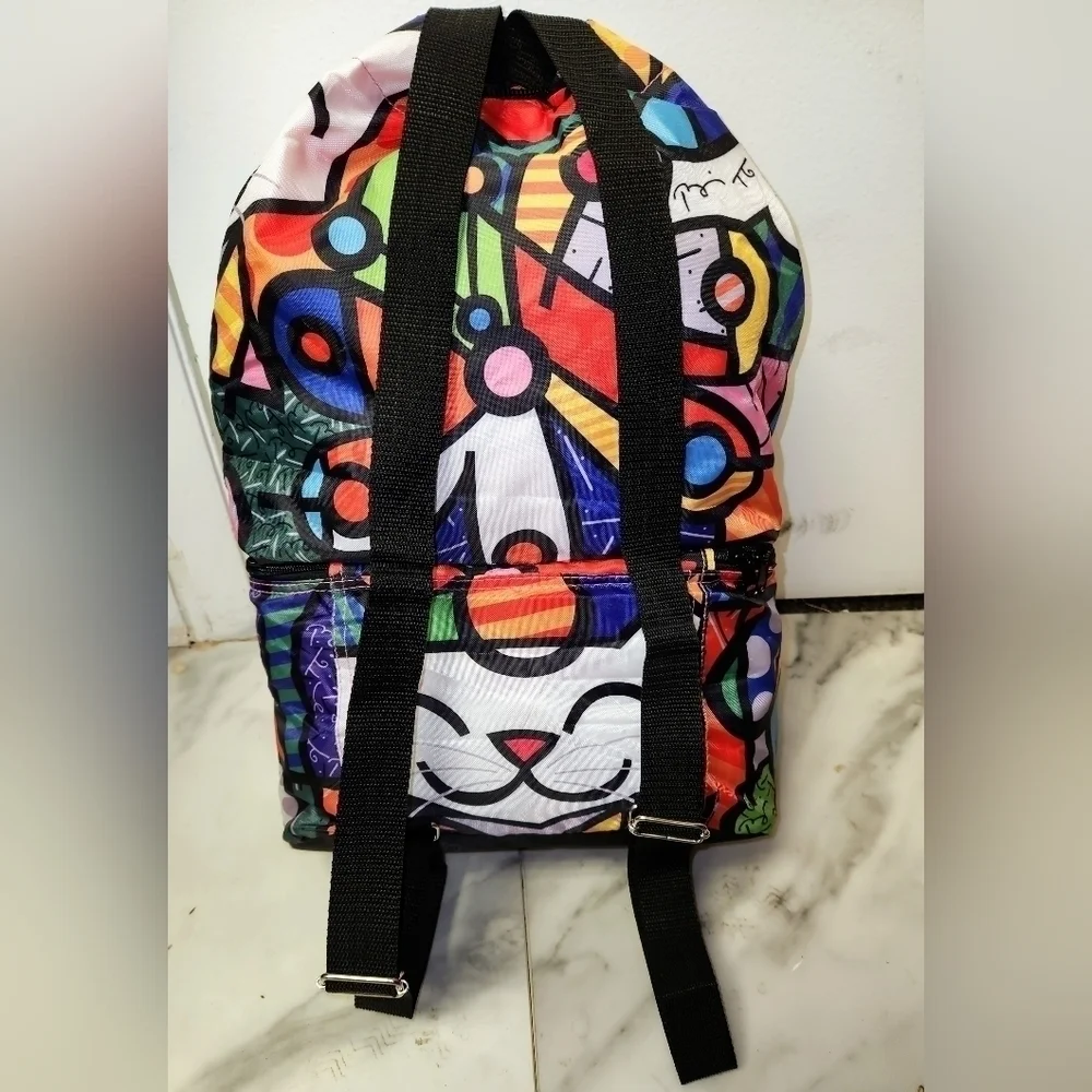 Romero Britto Pop Art 2-in-1 Drawstring Backpack & Insulated Lunch Bag